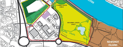 Plan of green network at Rashielee Quay
